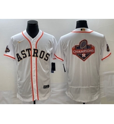 Men's Houston Astros Big Logo 2023 White Gold World Serise Champions Patch Flex Base Stitched Jersey Men's Houston Astros Big Logo 2023 White Gold World Serise Champions Patch Flex Base Stitched Jersey