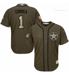 Mens Majestic Houston Astros 1 Carlos Correa Authentic Green Salute to Service MLB Jersey Mens Majestic Houston Astros 1 Carlos Correa Authentic Green Salute to Service MLB Jersey