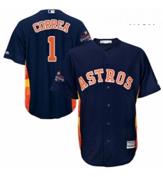 Mens Majestic Houston Astros 1 Carlos Correa Replica Navy Blue Alternate 2017 World Series Champions Cool Base MLB Jersey Mens Majestic Houston Astros 1 Carlos Correa Replica Navy Blue Alternate 2017 World Series Champions Cool Base MLB Jersey