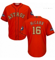 Mens Majestic Houston Astros 16 Brian McCann Replica Orange Alternate 2018 Gold Program Cool Base MLB Jersey Mens Majestic Houston Astros 16 Brian McCann Replica Orange Alternate 2018 Gold Program Cool Base MLB Jersey