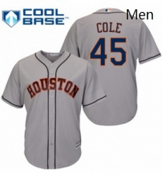 Mens Majestic Houston Astros 45 Gerrit Cole Replica Grey Road Cool Base MLB Jersey Mens Majestic Houston Astros 45 Gerrit Cole Replica Grey Road Cool Base MLB Jersey