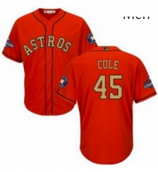 Mens Majestic Houston Astros 45 Gerrit Cole Replica Orange Alternate 2018 Gold Program Cool Base MLB Jersey Mens Majestic Houston Astros 45 Gerrit Cole Replica Orange Alternate 2018 Gold Program Cool Base MLB Jersey