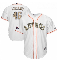 Mens Majestic Houston Astros 46 Francisco Liriano Replica White 2018 Gold Program Cool Base MLB Jersey Mens Majestic Houston Astros 46 Francisco Liriano Replica White 2018 Gold Program Cool Base MLB Jersey