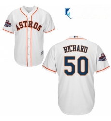 Mens Majestic Houston Astros 50 JR Richard Replica White Home 2017 World Series Champions Cool Base MLB Jersey Mens Majestic Houston Astros 50 JR Richard Replica White Home 2017 World Series Champions Cool Base MLB Jersey