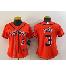 Women Houston Astros 3 Jeremy Pena Orange With Patch Cool Base Stitched Baseball Jersey 1 Women Houston Astros 3 Jeremy Pena Orange With Patch Cool Base Stitched Baseball Jersey 1