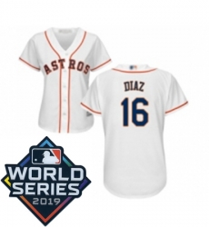 Womens Houston Astros 16 Aledmys Diaz White Home Cool Base Baseball jersey Womens Houston Astros 16 Aledmys Diaz White Home Cool Base Baseball jersey