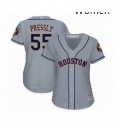 Womens Houston Astros 55 Ryan Pressly Authentic Grey Road Cool Base Baseball Jersey Womens Houston Astros 55 Ryan Pressly Authentic Grey Road Cool Base Baseball Jersey