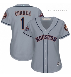 Womens Majestic Houston Astros 1 Carlos Correa Authentic Grey Road 2017 World Series Champions Cool Base MLB Jersey Womens Majestic Houston Astros 1 Carlos Correa Authentic Grey Road 2017 World Series Champions Cool Base MLB Jersey