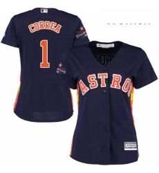 Womens Majestic Houston Astros 1 Carlos Correa Authentic Navy Blue Alternate 2017 World Series Champions Cool Base MLB Jersey Womens Majestic Houston Astros 1 Carlos Correa Authentic Navy Blue Alternate 2017 World Series Champions Cool Base MLB Jersey