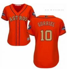 Womens Majestic Houston Astros 10 Yuli Gurriel Authentic Orange Alternate 2018 Gold Program Cool Base MLB Jersey Womens Majestic Houston Astros 10 Yuli Gurriel Authentic Orange Alternate 2018 Gold Program Cool Base MLB Jersey