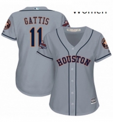Womens Majestic Houston Astros 11 Evan Gattis Authentic Grey Road 2017 World Series Champions Cool Base MLB Jersey Womens Majestic Houston Astros 11 Evan Gattis Authentic Grey Road 2017 World Series Champions Cool Base MLB Jersey