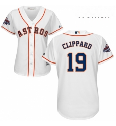 Womens Majestic Houston Astros 19 Tyler Clippard Authentic White Home 2017 World Series Champions Cool Base MLB Jersey Womens Majestic Houston Astros 19 Tyler Clippard Authentic White Home 2017 World Series Champions Cool Base MLB Jersey
