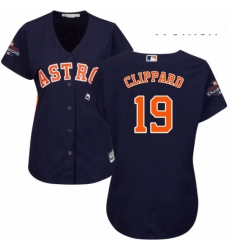 Womens Majestic Houston Astros 19 Tyler Clippard Replica Navy Blue Alternate 2017 World Series Champions Cool Base MLB Jersey Womens Majestic Houston Astros 19 Tyler Clippard Replica Navy Blue Alternate 2017 World Series Champions Cool Base MLB Jersey