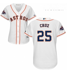Womens Majestic Houston Astros 25 Jose Cruz Jr Replica White Home 2017 World Series Champions Cool Base MLB Jersey Womens Majestic Houston Astros 25 Jose Cruz Jr Replica White Home 2017 World Series Champions Cool Base MLB Jersey