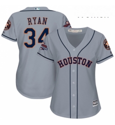 Womens Majestic Houston Astros 34 Nolan Ryan Authentic Grey Road 2017 World Series Champions Cool Base MLB Jersey Womens Majestic Houston Astros 34 Nolan Ryan Authentic Grey Road 2017 World Series Champions Cool Base MLB Jersey