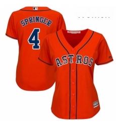 Womens Majestic Houston Astros 4 George Springer Replica Orange Alternate Cool Base MLB Jersey Womens Majestic Houston Astros 4 George Springer Replica Orange Alternate Cool Base MLB Jersey