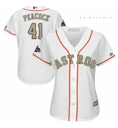 Womens Majestic Houston Astros 41 Brad Peacock Authentic White 2018 Gold Program Cool Base MLB Jersey Womens Majestic Houston Astros 41 Brad Peacock Authentic White 2018 Gold Program Cool Base MLB Jersey