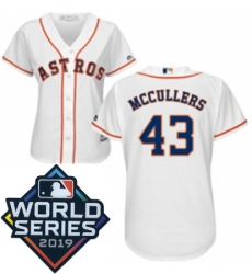 Womens Majestic Houston Astros 43 Lance McCullers White Home Cool Base Sitched 2019 World Series Patch Jersey Womens Majestic Houston Astros 43 Lance McCullers White Home Cool Base Sitched 2019 World Series Patch Jersey