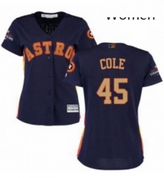 Womens Majestic Houston Astros 45 Gerrit Cole Authentic Navy Blue Alternate 2018 Gold Program Cool Base MLB Jersey Womens Majestic Houston Astros 45 Gerrit Cole Authentic Navy Blue Alternate 2018 Gold Program Cool Base MLB Jersey