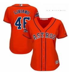 Womens Majestic Houston Astros 46 Francisco Liriano Replica Orange Alternate 2017 World Series Champions Cool Base MLB Jersey Womens Majestic Houston Astros 46 Francisco Liriano Replica Orange Alternate 2017 World Series Champions Cool Base MLB Jersey