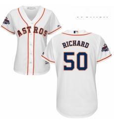 Womens Majestic Houston Astros 50 JR Richard Authentic White Home 2017 World Series Champions Cool Base MLB Jersey Womens Majestic Houston Astros 50 JR Richard Authentic White Home 2017 World Series Champions Cool Base MLB Jersey