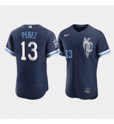 Men Kansas City Royals 13 Salvador Perez 2022 Navy City Connect Flex Base Stitched MLB jersey Men Kansas City Royals 13 Salvador Perez 2022 Navy City Connect Flex Base Stitched MLB jersey