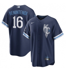 Men Kansas City Royals 16 Andrew Benintendi 2022 Navy City Connect Cool Base Stitched jersey Men Kansas City Royals 16 Andrew Benintendi 2022 Navy City Connect Cool Base Stitched jersey