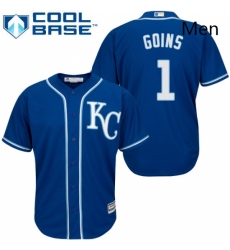 Mens Majestic Kansas City Royals 1 Ryan Goins Replica Blue Alternate 2 Cool Base MLB Jersey Mens Majestic Kansas City Royals 1 Ryan Goins Replica Blue Alternate 2 Cool Base MLB Jersey