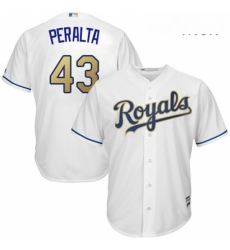 Mens Majestic Kansas City Royals 43 Wily Peralta Replica White Home Cool Base MLB Jersey Mens Majestic Kansas City Royals 43 Wily Peralta Replica White Home Cool Base MLB Jersey