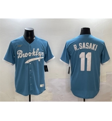 Men Los Angeles Dodgers 11 Roki Sasaki Blue Throwback Stitched Baseball Jersey Men Los Angeles Dodgers 11 Roki Sasaki Blue Throwback Stitched Baseball Jersey