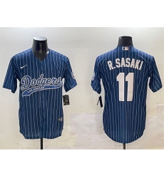Men Los Angeles Dodgers 11 Roki Sasaki Navy With Patch Cool Base Stitched Baseball Jersey Men Los Angeles Dodgers 11 Roki Sasaki Navy With Patch Cool Base Stitched Baseball Jersey