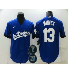 Men Los Angeles Dodgers 13 Max Muncy Blue 2 20 Patch City Connect Cool Base Stitched Jersey Men Los Angeles Dodgers 13 Max Muncy Blue 2 20 Patch City Connect Cool Base Stitched Jersey