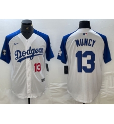 Men Los Angeles Dodgers 13 Max Muncy White Blue Vin Patch Cool Base Stitched Baseball Jersey Men Los Angeles Dodgers 13 Max Muncy White Blue Vin Patch Cool Base Stitched Baseball Jersey