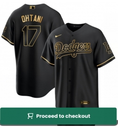 Men Los Angeles Dodgers 17 Shohei Ohtani Black Gold Stitched Baseball Jersey Men Los Angeles Dodgers 17 Shohei Ohtani Black Gold Stitched Baseball Jersey