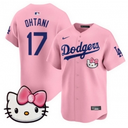 Men Los Angeles Dodgers  17 Shohei Ohtani Pink 2025 Hello Kitty Vapor Limited Stitched Baseball Jersey