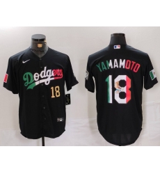 Men Los Angeles Dodgers 18 Yoshinobu Yamamoto Black Mexico Cool Base Stitched Baseball Jersey 1 Men Los Angeles Dodgers 18 Yoshinobu Yamamoto Black Mexico Cool Base Stitched Baseball Jersey 1