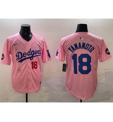 Men Los Angeles Dodgers 18 Yoshinobu Yamamoto Pink 2025 Tokyo Series Limited Stitched Baseball Jersey Men Los Angeles Dodgers 18 Yoshinobu Yamamoto Pink 2025 Tokyo Series Limited Stitched Baseball Jersey
