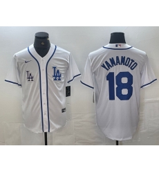 Men Los Angeles Dodgers 18 Yoshinobu Yamamoto White Cool Base Stitched Baseball Jersey 2 Men Los Angeles Dodgers 18 Yoshinobu Yamamoto White Cool Base Stitched Baseball Jersey 2