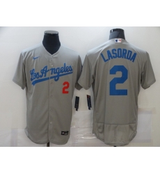 Men Los Angeles Dodgers 2 Tommy Lasorda Grey Flex Base Sttiched Jersey Men Los Angeles Dodgers 2 Tommy Lasorda Grey Flex Base Sttiched Jersey