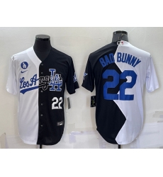 Men Los Angeles Dodgers 22 Bad Bunny 2022 All Star White Black Split Cool Base Stitched Baseball Jerseys Men Los Angeles Dodgers 22 Bad Bunny 2022 All Star White Black Split Cool Base Stitched Baseball Jerseys