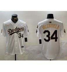 Men Los Angeles Dodgers 34 Toro Valenzuela White Gold 2024 World Series With Fernando Memorial Patch Limited Stitched Baseball Jersey 2 Men Los Angeles Dodgers 34 Toro Valenzuela White Gold 2024 World Series With Fernando Memorial Patch Limited Stitched Baseball Jersey 2