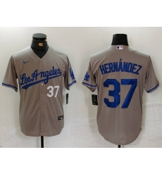 Men Los Angeles Dodgers 37 Teoscar Hernandez Grey Cool Base Stitched Baseball Jersey 2 Men Los Angeles Dodgers 37 Teoscar Hernandez Grey Cool Base Stitched Baseball Jersey 2