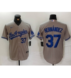 Men Los Angeles Dodgers 37 Teoscar Hernandez Grey Cool Base Stitched Baseball Jersey 6 Men Los Angeles Dodgers 37 Teoscar Hernandez Grey Cool Base Stitched Baseball Jersey 6