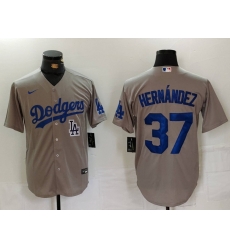 Men Los Angeles Dodgers 37 Teoscar Hernandez Grey Cool Base Stitched Baseball Jersey 9 Men Los Angeles Dodgers 37 Teoscar Hernandez Grey Cool Base Stitched Baseball Jersey 9