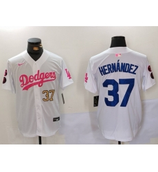 Men Los Angeles Dodgers 37 Teoscar Hernandez White Pink Vin 26 Kobe Patch Stitched Baseball Jersey Men Los Angeles Dodgers 37 Teoscar Hernandez White Pink Vin 26 Kobe Patch Stitched Baseball Jersey