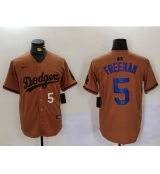 Men Los Angeles Dodgers 5 5 Freddie Freeman Brown Cool Base Stitched Baseball Jersey 3 Men Los Angeles Dodgers 5 5 Freddie Freeman Brown Cool Base Stitched Baseball Jersey 3