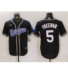 Men Los Angeles Dodgers 5 Freddie Freeman Black Cool Base With Patch Stitched Baseball Jersey Men Los Angeles Dodgers 5 Freddie Freeman Black Cool Base With Patch Stitched Baseball Jersey