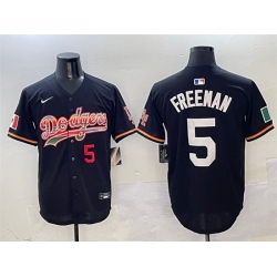 Men Los Angeles Dodgers  5 Freddie Freeman Black Mexico Limited Stitched Baseball Jersey