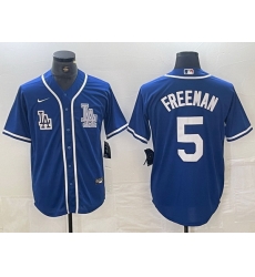 Men Los Angeles Dodgers 5 Freddie Freeman Blue Cool Base Stitched Baseball Jersey Men Los Angeles Dodgers 5 Freddie Freeman Blue Cool Base Stitched Baseball Jersey