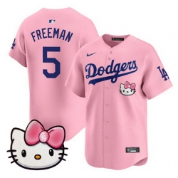 Men Los Angeles Dodgers  5 Freddie Freeman Pink 2025 Hello Kitty Vapor Limited Stitched Baseball Jersey